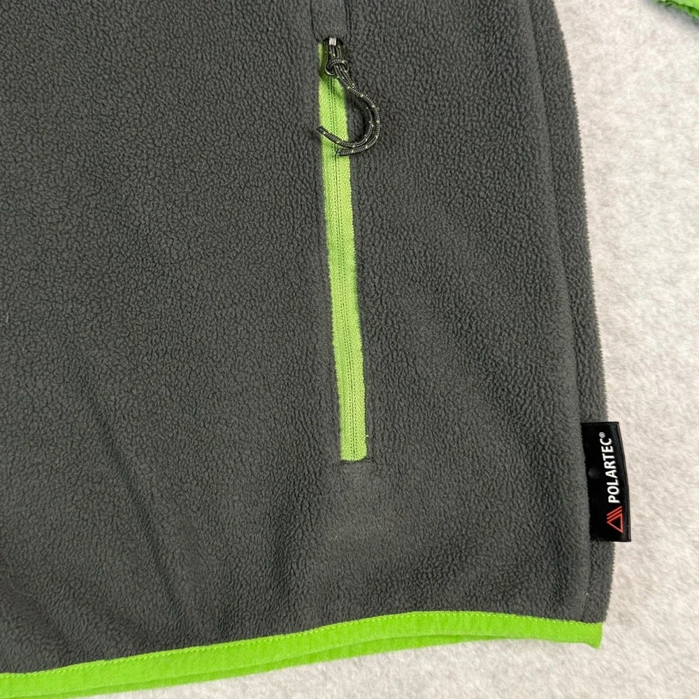 Columbia Polartec Fleece Jacket Mens XL Full Zip Gray Lime Green Hiking‎ Outdoor
